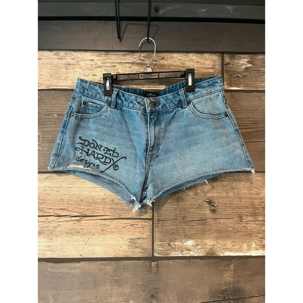 Ed Hardy Cutoff Denim Shorts Born Free Large